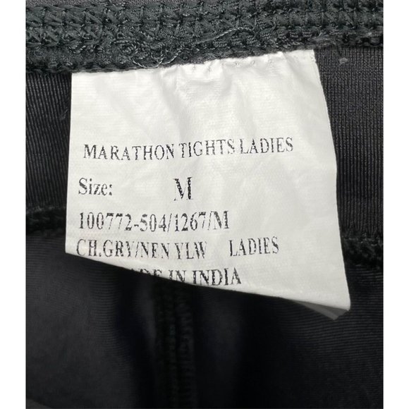 TuffRider Women’s Marathon Riding Horse Tights Breeches Medium Gray Neon Yellow - Picture 4 of 4